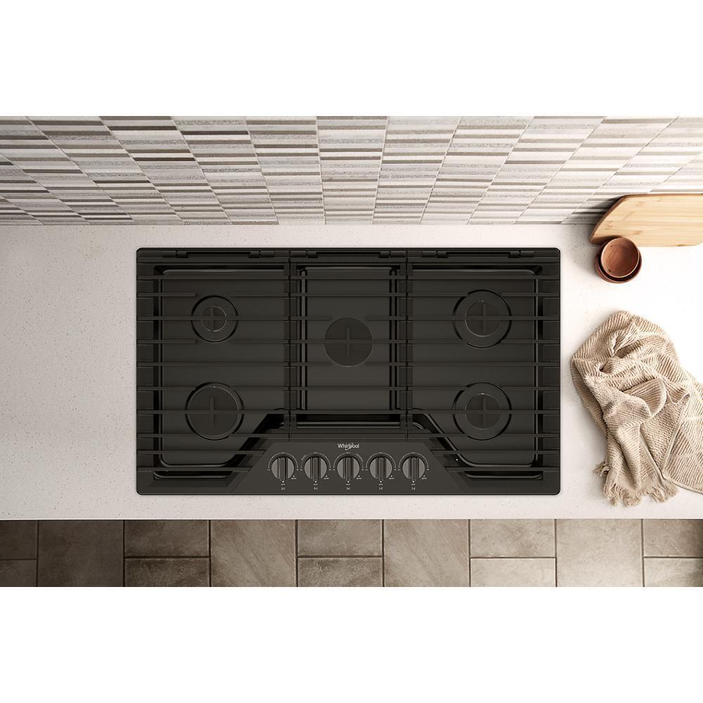 Whirlpool WCGK5036PV 36-inch Gas Cooktop with EZ-2-Lift™ Hinged Cast-Iron Grates