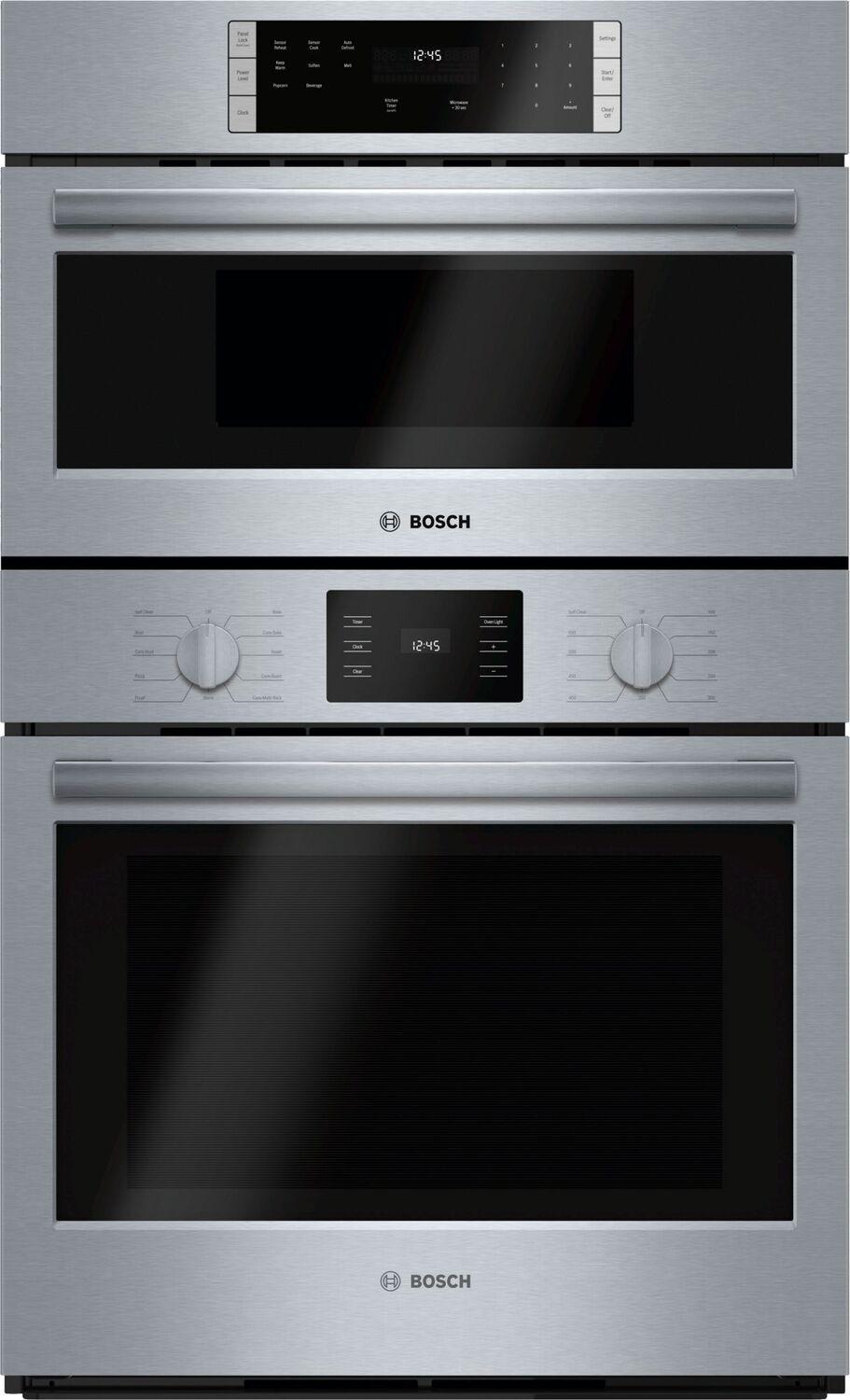 Bosch HBL57M52UC 500 Series, 30" Combo, Upper: Microwave, Lower: EU Conv, Knob Control