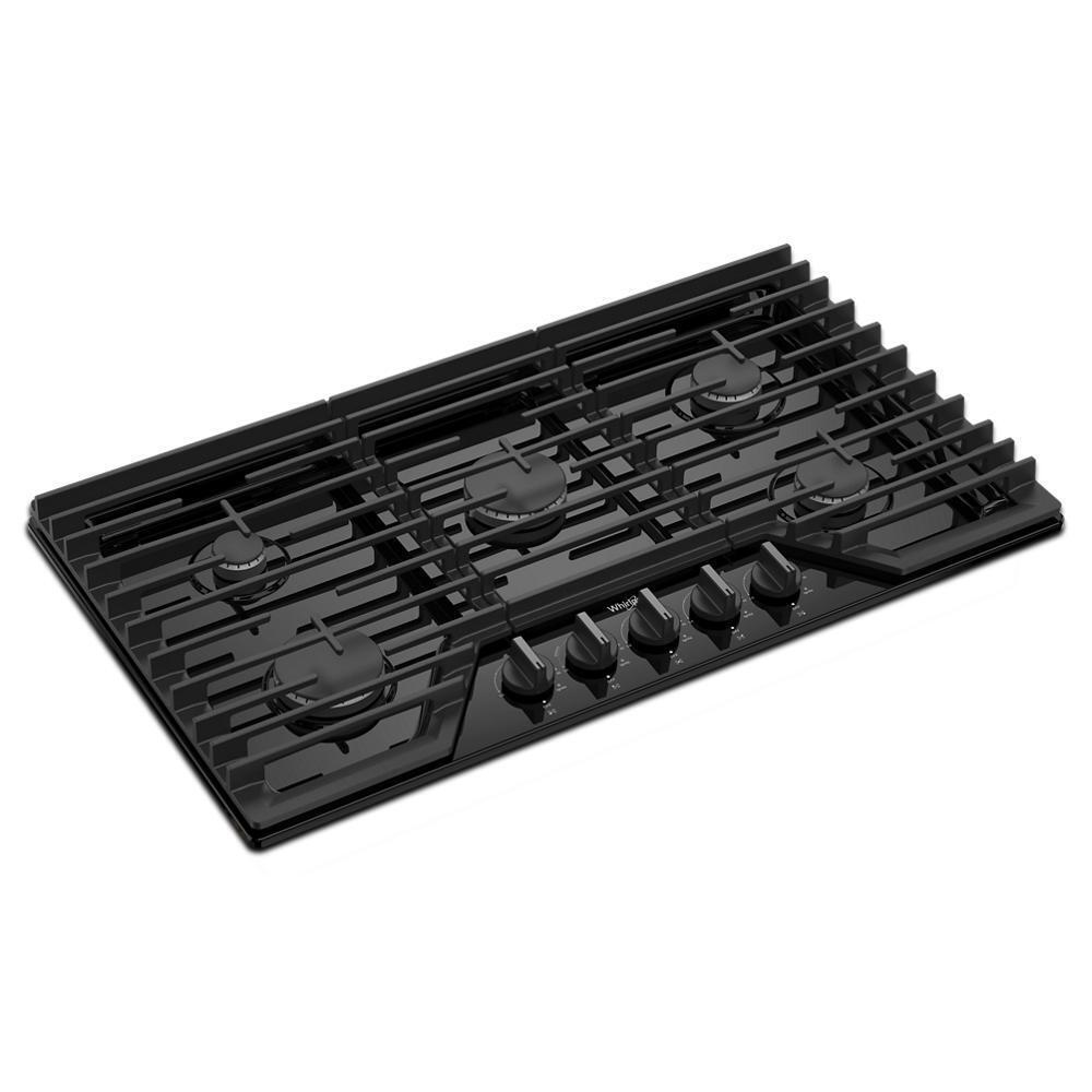 Whirlpool WCGK5036PB 36-inch Gas Cooktop with EZ-2-Lift™ Hinged Cast-Iron Grates