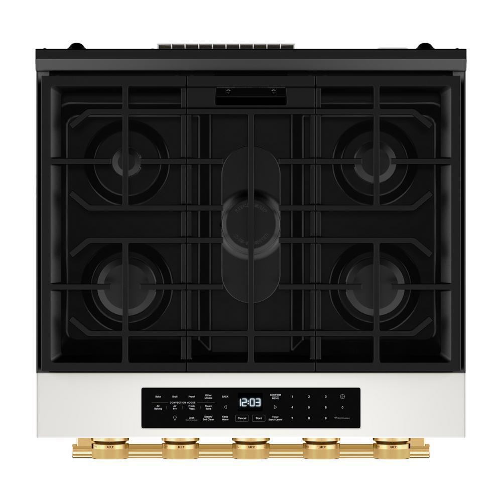 Kitchenaid KSGS530SPL 5.0 Cu. Ft. Smart Slide-in Gas Range with Convection Cooking Modes and 2-in-1 Burner