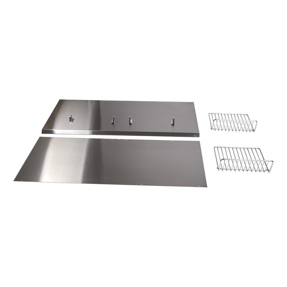 Kitchenaid W10285449 48" Range Hood Backguard Kit with Dual Position Shelf, Stainless Steel, fits JXW9048WP, Size: 20" H