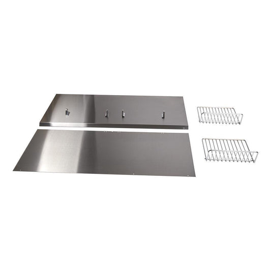 Kitchenaid W10285449 48" Range Hood Backguard Kit with Dual Position Shelf, Stainless Steel, fits JXW9048WP, Size: 20" H