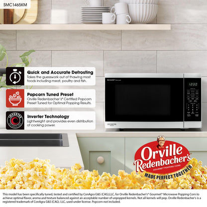 SMC1465KM Sharp 1.4 cu. ft. 1100W Stainless Steel Countertop Microwave Oven with Inverter Technology