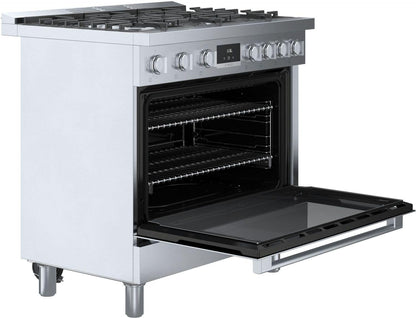 Bosch HDS8655U 800 Series, Dual fuel freestanding range, 36'', Stainless steel