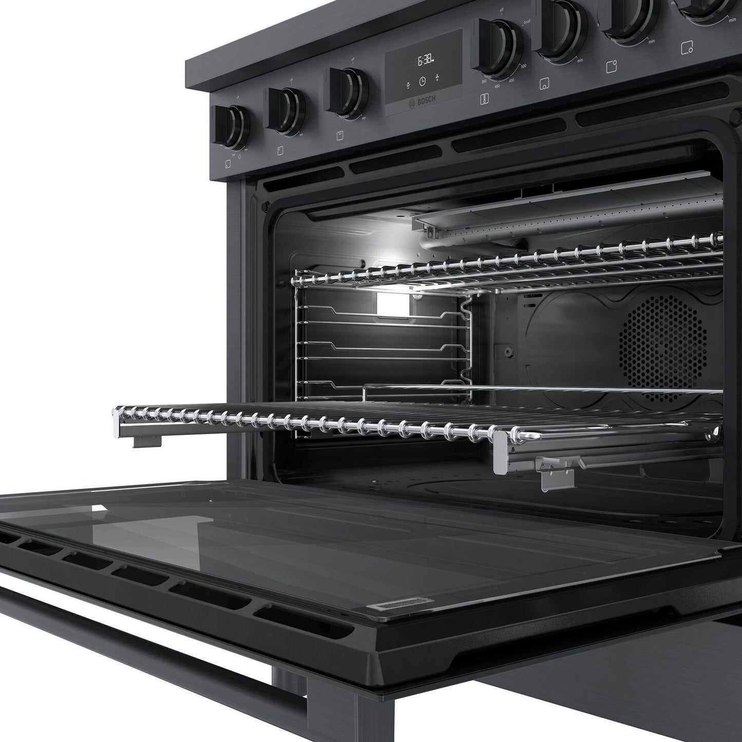 Bosch HGS8645UC 800 Series, Gas freestanding range, 36'', Black stainless steel