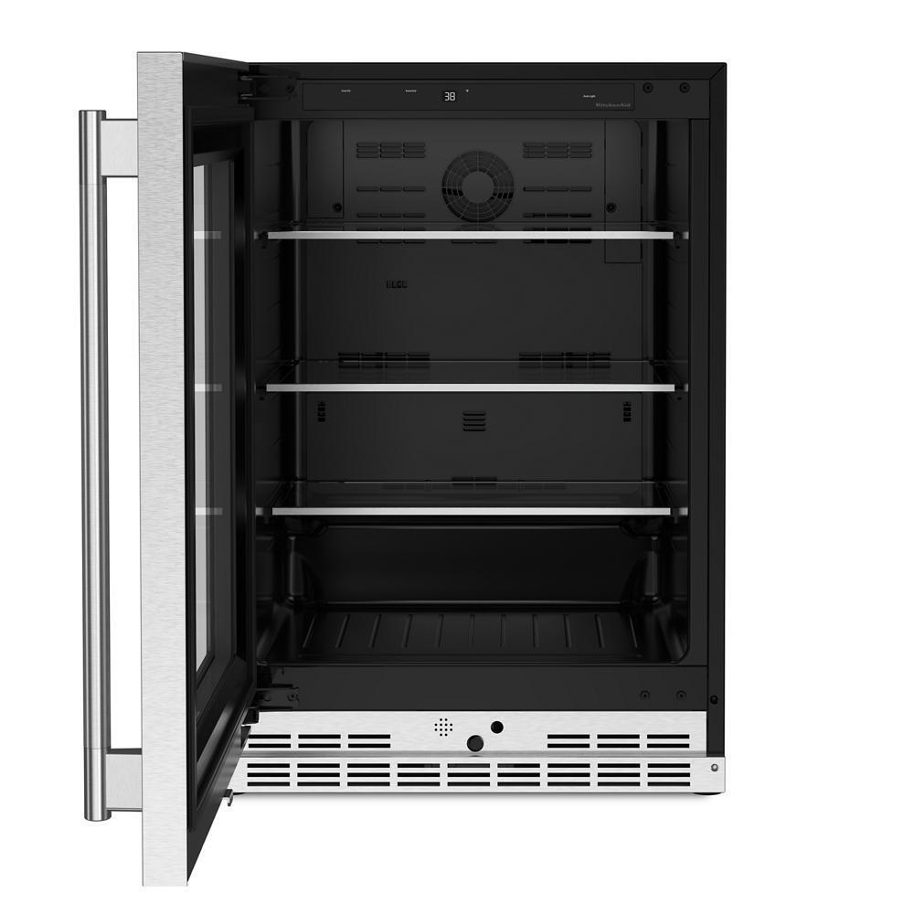 Kitchenaid KURL524SPS 24" Undercounter Refrigerator with Glass Door and Shelves with Metallic Accents