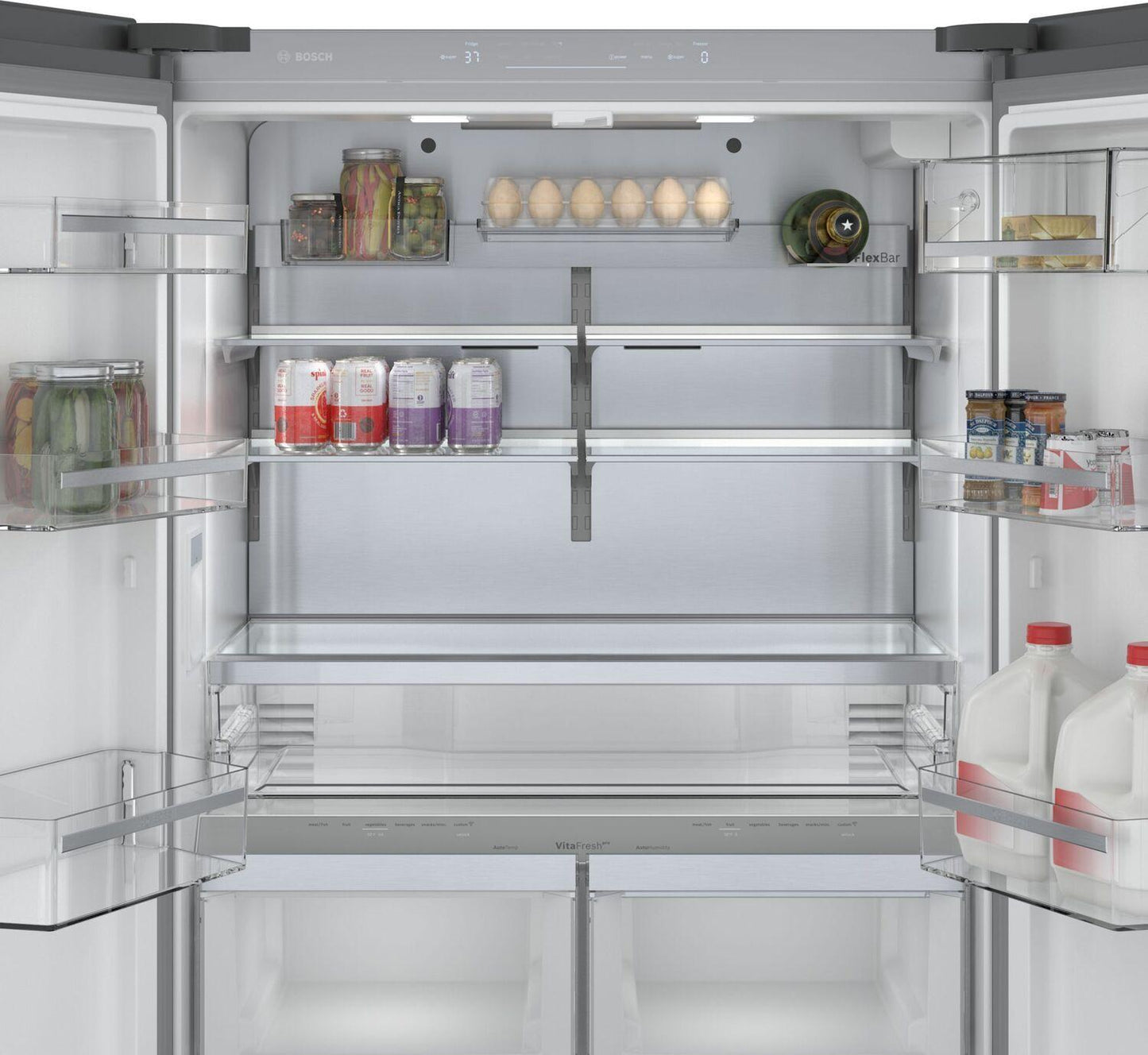 Bosch B36CT80SNB 800 Series, French Door Bottom freezer, multi door, 36'', Black inox-antifingerprint
