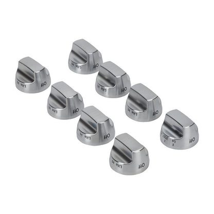 Whirlpool W10231704 KitchenAid 36-IN/48-IN Range Bladed, Stemless Burner Knobs Kit (Set of 8) - Stainless Steel (Includes One Griddle and Grill)