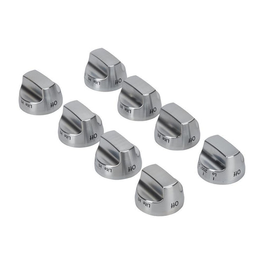 Whirlpool W10231704 KitchenAid 36-IN/48-IN Range Bladed, Stemless Burner Knobs Kit (Set of 8) - Stainless Steel (Includes One Griddle and Grill)