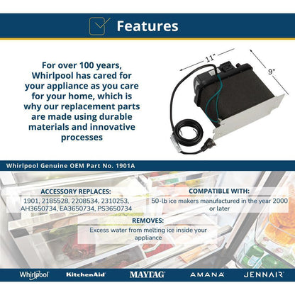 Maytag 1901A Ice Machine Drain Pump Kit, used with 50-lb ice makers, for excess water up to 10' H