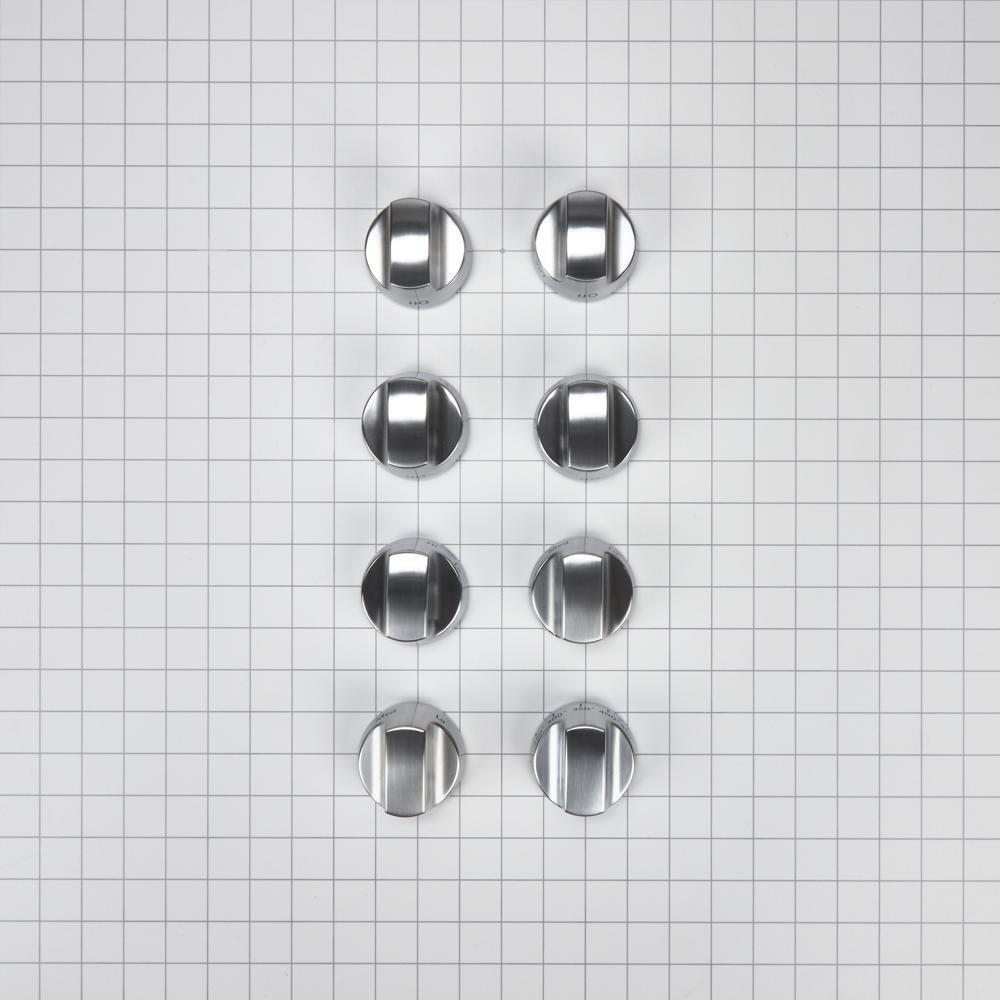 Whirlpool W10231704 KitchenAid 36-IN/48-IN Range Bladed, Stemless Burner Knobs Kit (Set of 8) - Stainless Steel (Includes One Griddle and Grill)