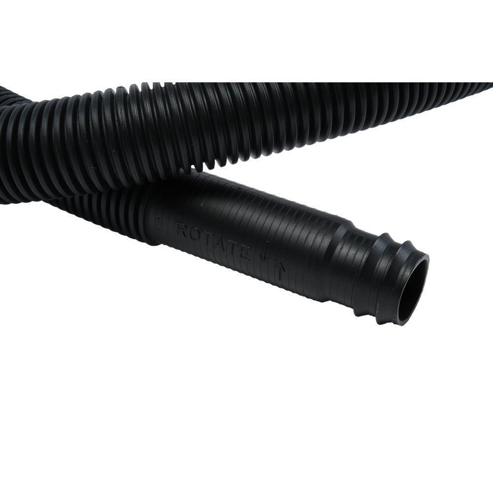 Kitchenaid 285666 8' Black washer drain hose with molded and straight plastic fittings, U-shape rubber nozzle, and spring clamp - 1 pack