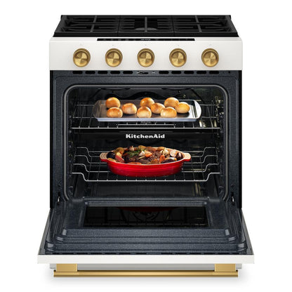 Kitchenaid KSGS530SPL 5.0 Cu. Ft. Smart Slide-in Gas Range with Convection Cooking Modes and 2-in-1 Burner