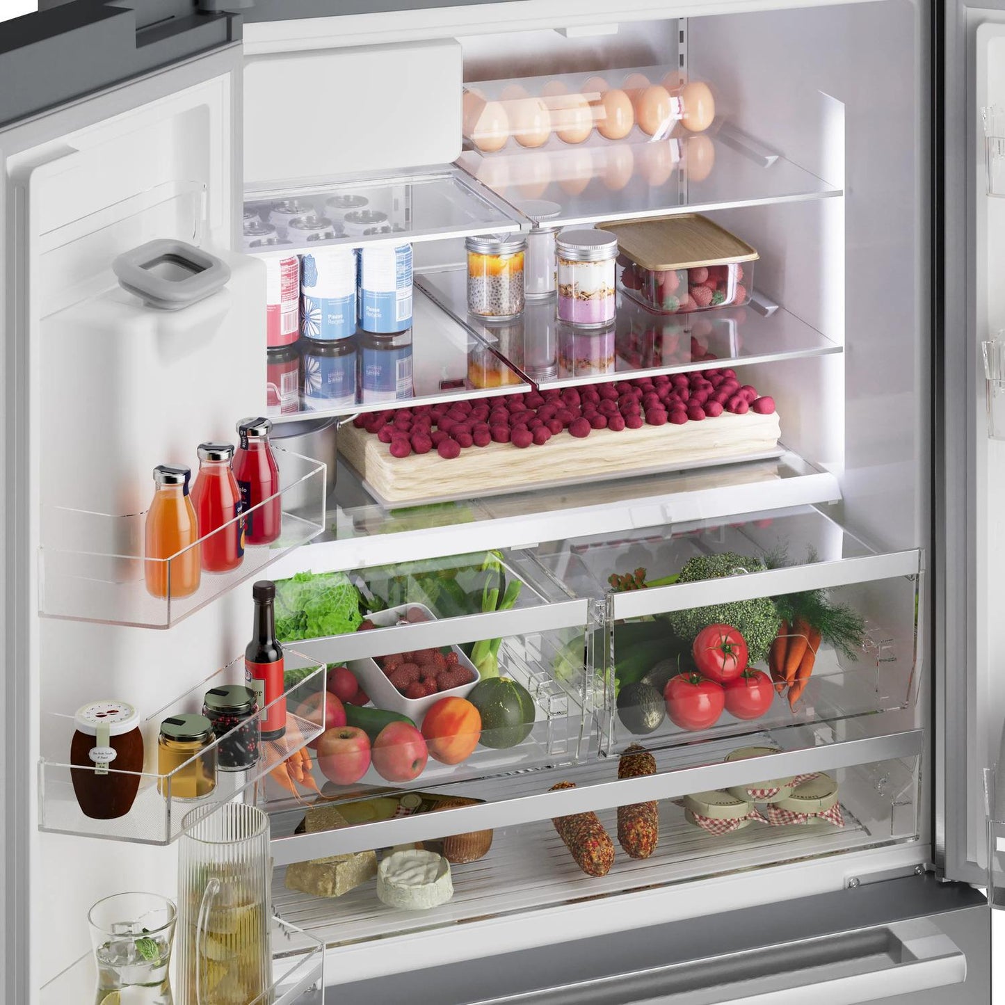 Bosch B36FD52SNS 500 Series, French Door Bottom freezer, multi door, 36'', Brushed steel (with anti-fingerprint), Total No Frost