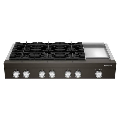 KCGK948TBE KitchenAid® 48-inch 6-Burner Gas Commercial-Style Rangetop with Griddle