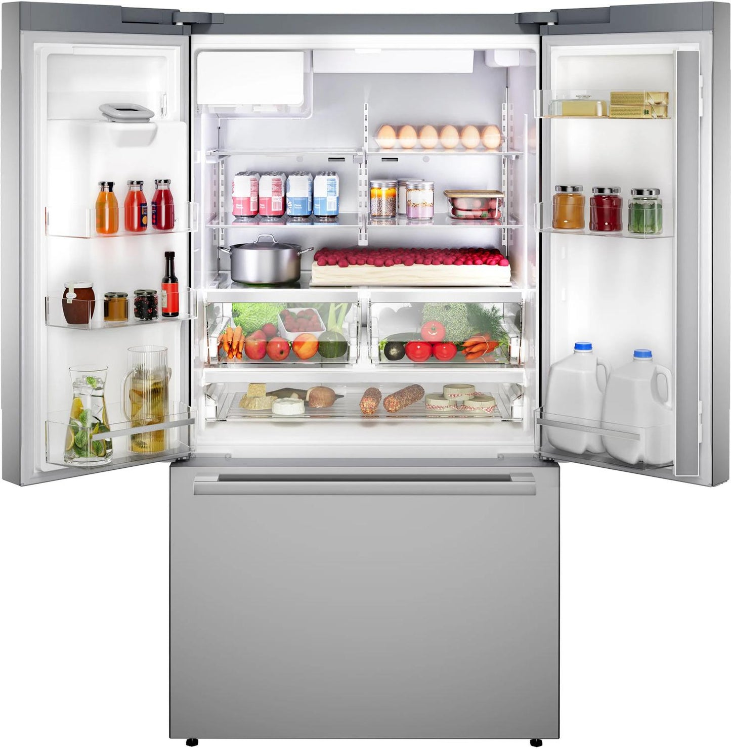 Bosch B36FD52SNS 500 Series, French Door Bottom freezer, multi door, 36'', Brushed steel (with anti-fingerprint), Total No Frost