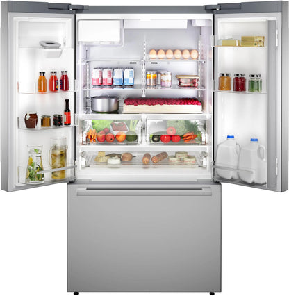 Bosch B36FD52SNS 500 Series, French Door Bottom freezer, multi door, 36'', Brushed steel (with anti-fingerprint), Total No Frost