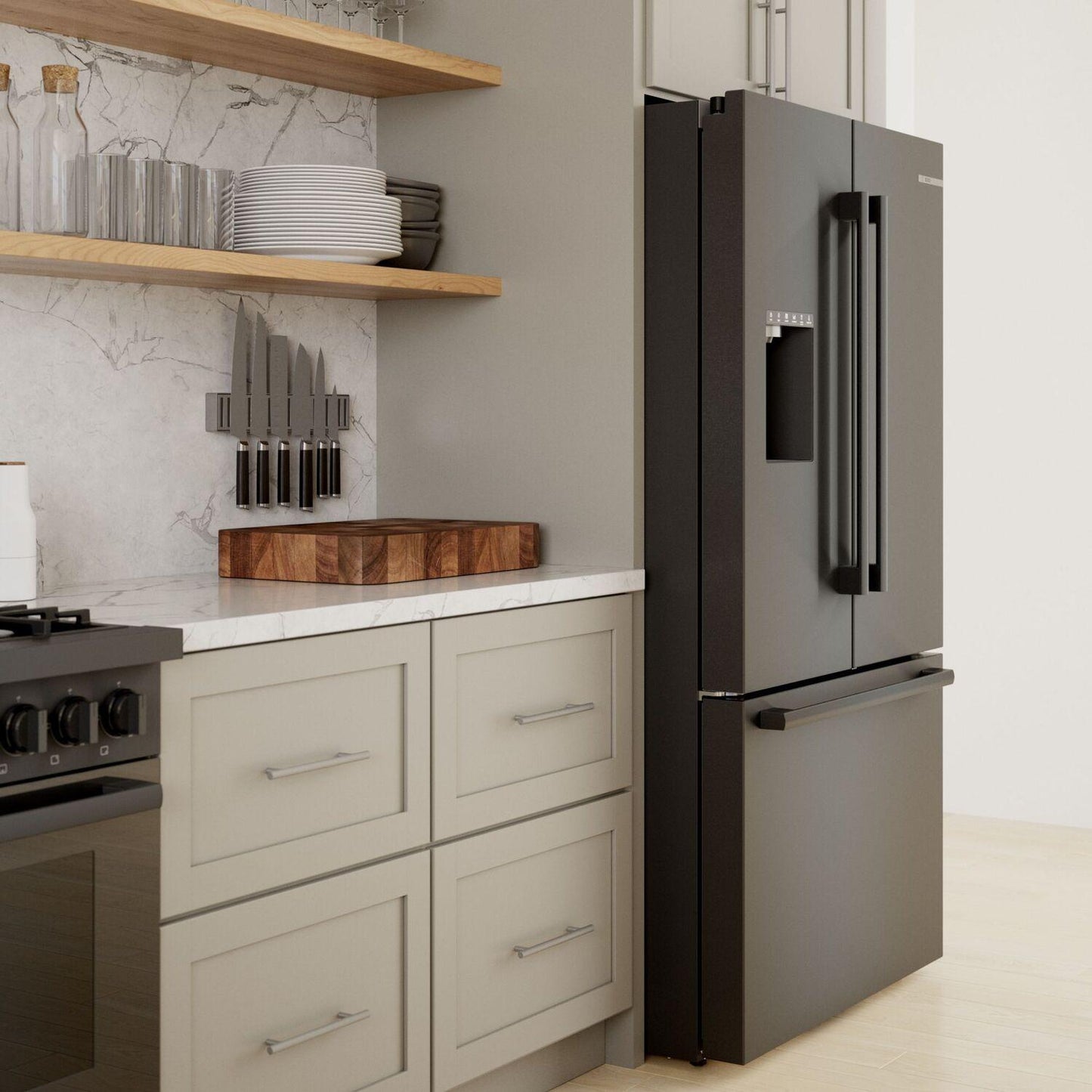 Bosch B36FD50SNB 500 Series French Door Bottom Mount Refrigerator 36" Black Stainless Steel, Total No Frost