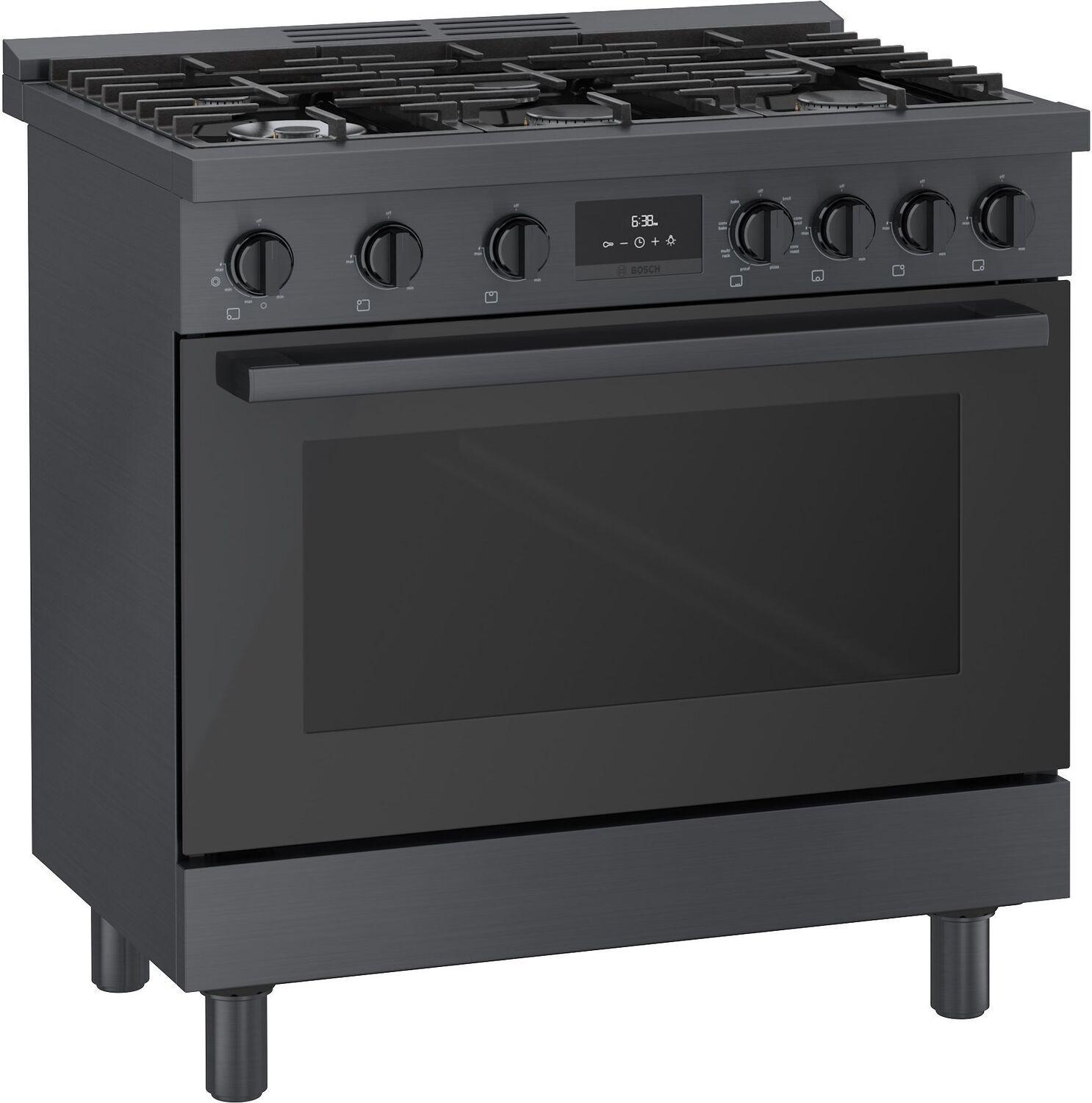 Bosch HDS8645U 800 Series Dual Fuel Freestanding Range 36" Black Stainless Steel