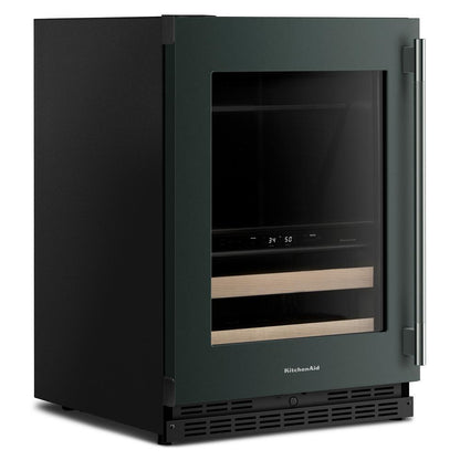 Kitchenaid KUBL524SJP 24" Beverage Center with Glass Door and Wood-Front Racks