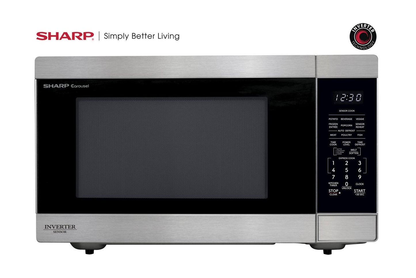 SMC2266KS Sharp 2.2 cu. ft. 1200W Stainless Steel Countertop Microwave Oven with Inverter Technology