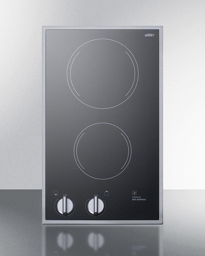 Summit CR2B12ST 12" Wide 115v 2-burner Radiant Cooktop