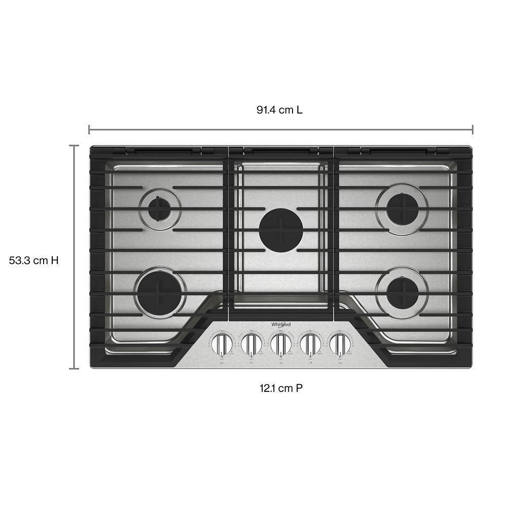 Whirlpool WCGK5036PS 36-inch Gas Cooktop with EZ-2-Lift™ Hinged Cast-Iron Grates