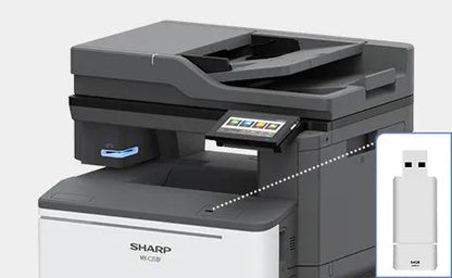 Sharp MXC358F MX-C358F Desktop color document system Prints up to 35 pages per minute , copy, scan, fax Maximum paper capacity of 2,001 sheets Exceptional Image Quality with 600 x 600 dpi print resolution