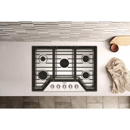 Whirlpool WCGK7030PS 30-inch Gas Cooktop with 5 Burners and EZ-2-Lift™ Hinged Cast-Iron Grates