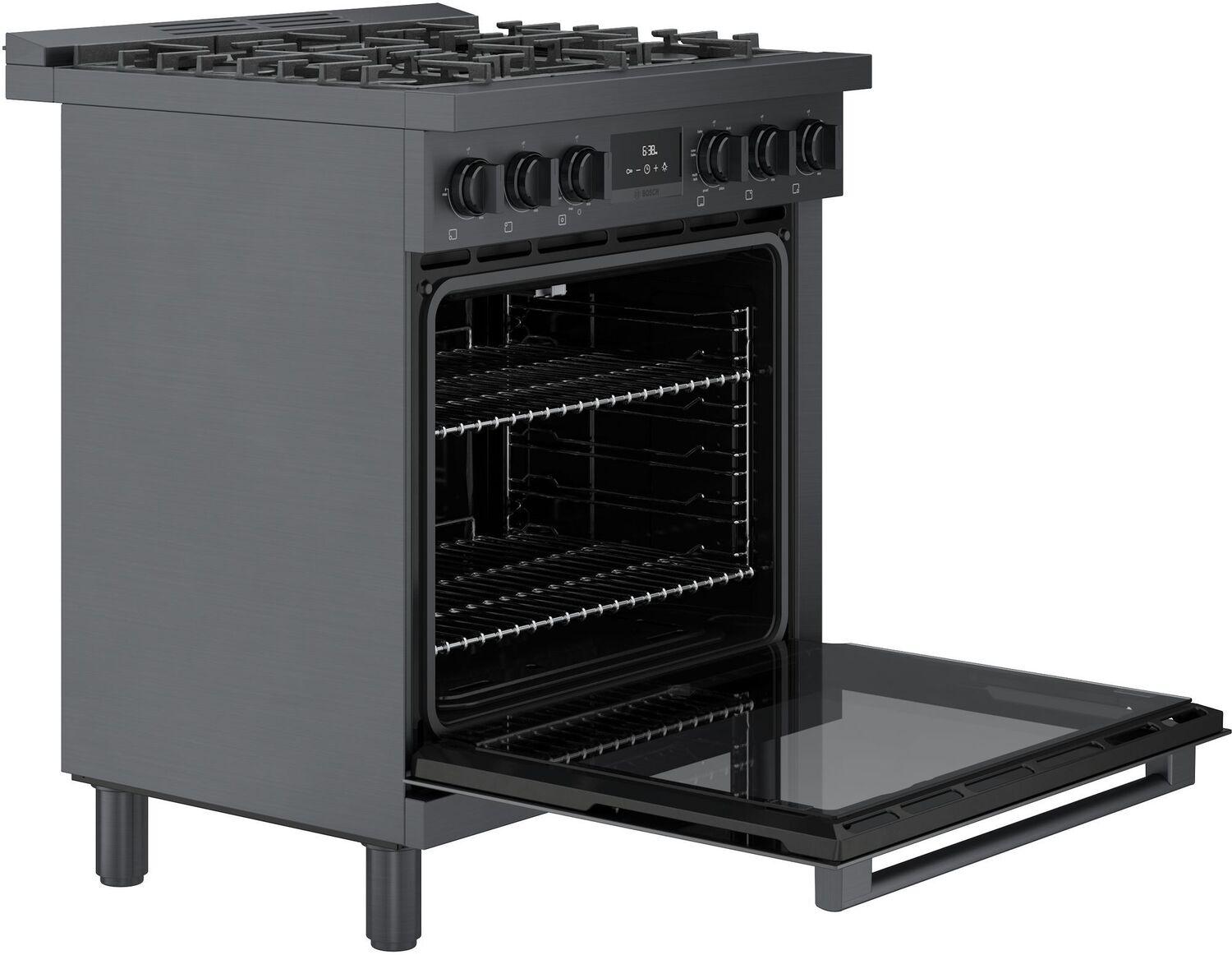 Bosch HDS8045U 800 Series Dual Fuel Freestanding Range 30" Black Stainless Steel