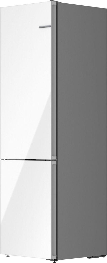 Bosch B24CB80ESW 800 Series, free-standing fridge-freezer with freezer at bottom, glass door, 24'', White, Total No Frost