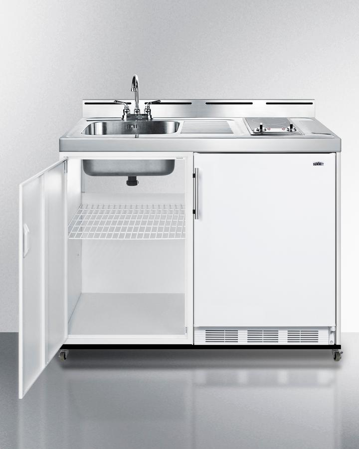 Summit C48ELGLASSPUMPMB 48" Wide Mobile All-in-one Kitchenette, No Plumbing Needed
