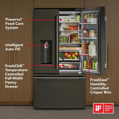Kitchenaid KRFC536SBE Counter-Depth French Door Refrigerator with Intelligent Auto Fill