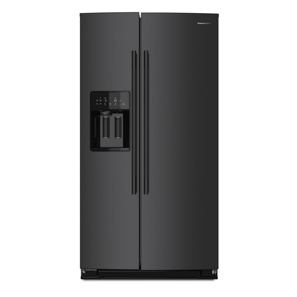 Kitchenaid KRSC536RBE 20.8 Cu. Ft. Counter-Depth Side-by-Side Refrigerator with Exterior Ice and Water Dispenser in Black Ore