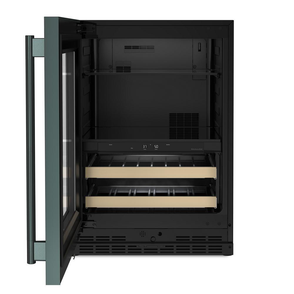 Kitchenaid KUBL524SJP 24" Beverage Center with Glass Door and Wood-Front Racks