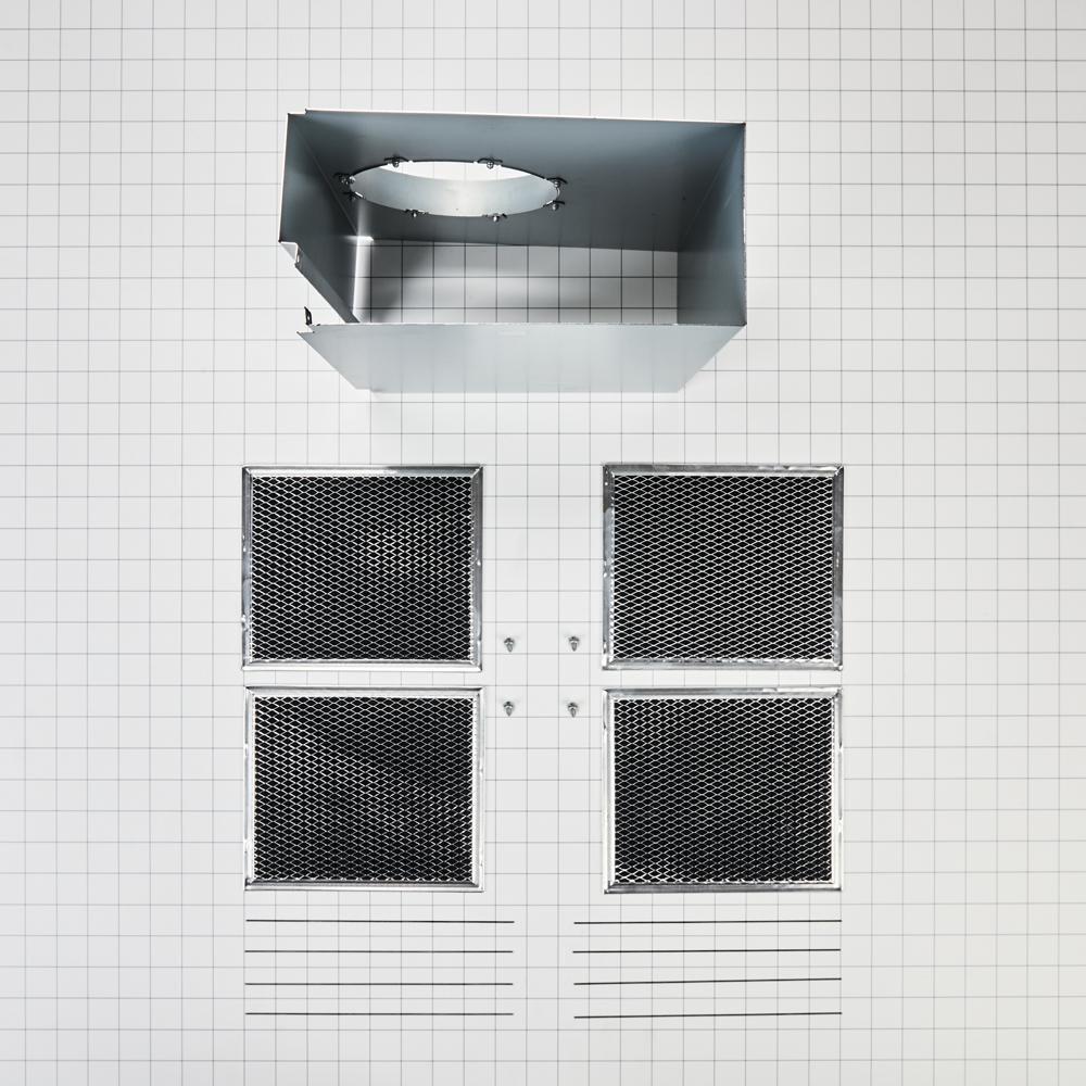 Kitchenaid W11430925 Range Hood Wall Recirculation Kit with 2 Charcoal Filters, 4 Clips, and a Deflector Damper - Silver