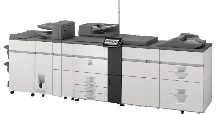 Sharp MX8081 MX-8081 Color Networked Digital Multifunction Printer Prints up to 80 pages per minute , copy, scan, fax Maximum paper capacity of 8,500 sheets Exceptional Image Quality with 1200 x 1200 dpi print resolution