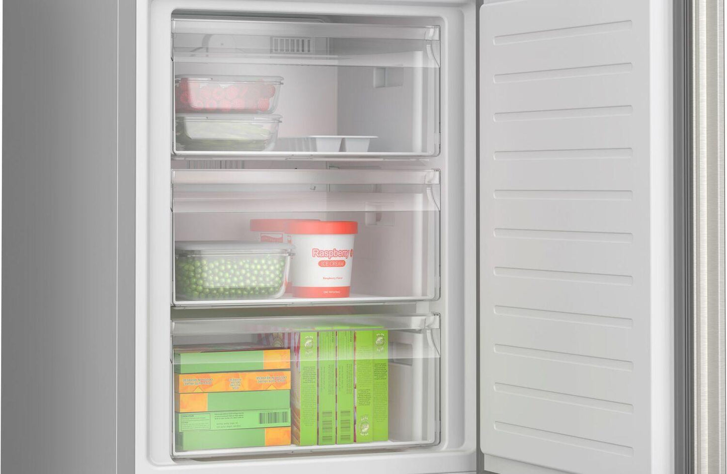 Bosch B24CB50ESS 500 Series, free-standing fridge-freezer with freezer at bottom, 24'', Brushed steel (with anti-fingerprint), Total No Frost
