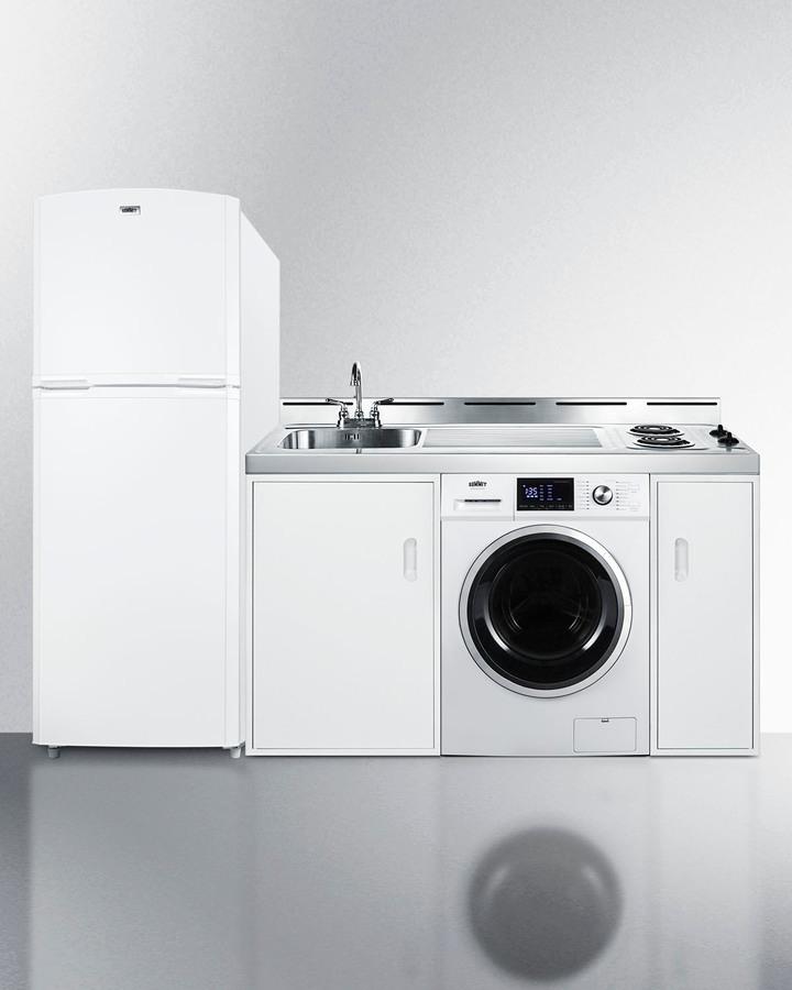 Summit ACKSPWD86 86" Wide All-in-one Kitchenette With Washer/dryer Combo