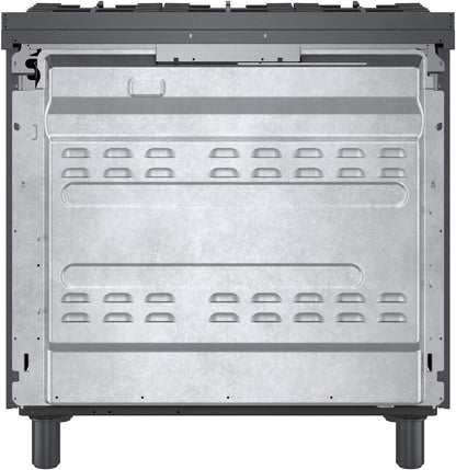 Bosch HDS8645U 800 Series, Dual fuel freestanding range, 36'', Black stainless steel