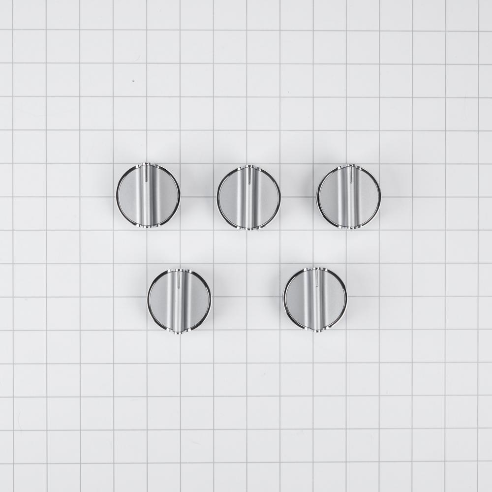 Whirlpool W10698166 Gas Cooktop Control Knob Kit (Set of 5) - Stainless Steel