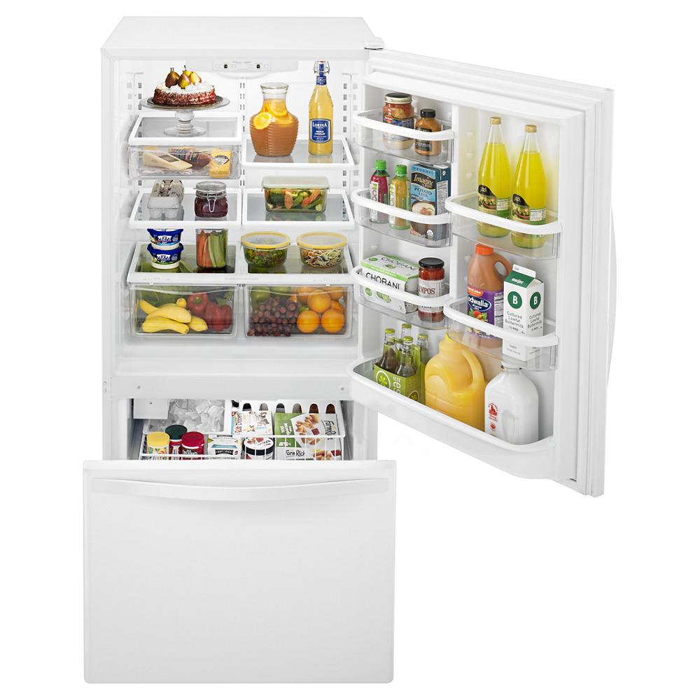 Whirlpool WRB322DMBW 33-inches wide Bottom-Freezer Refrigerator with SpillGuard™ Glass Shelves - 22 cu. ft