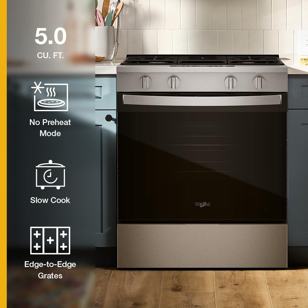Whirlpool WSGS3330TS 30-inch Gas Range with No Preheat Mode and Slow Cook