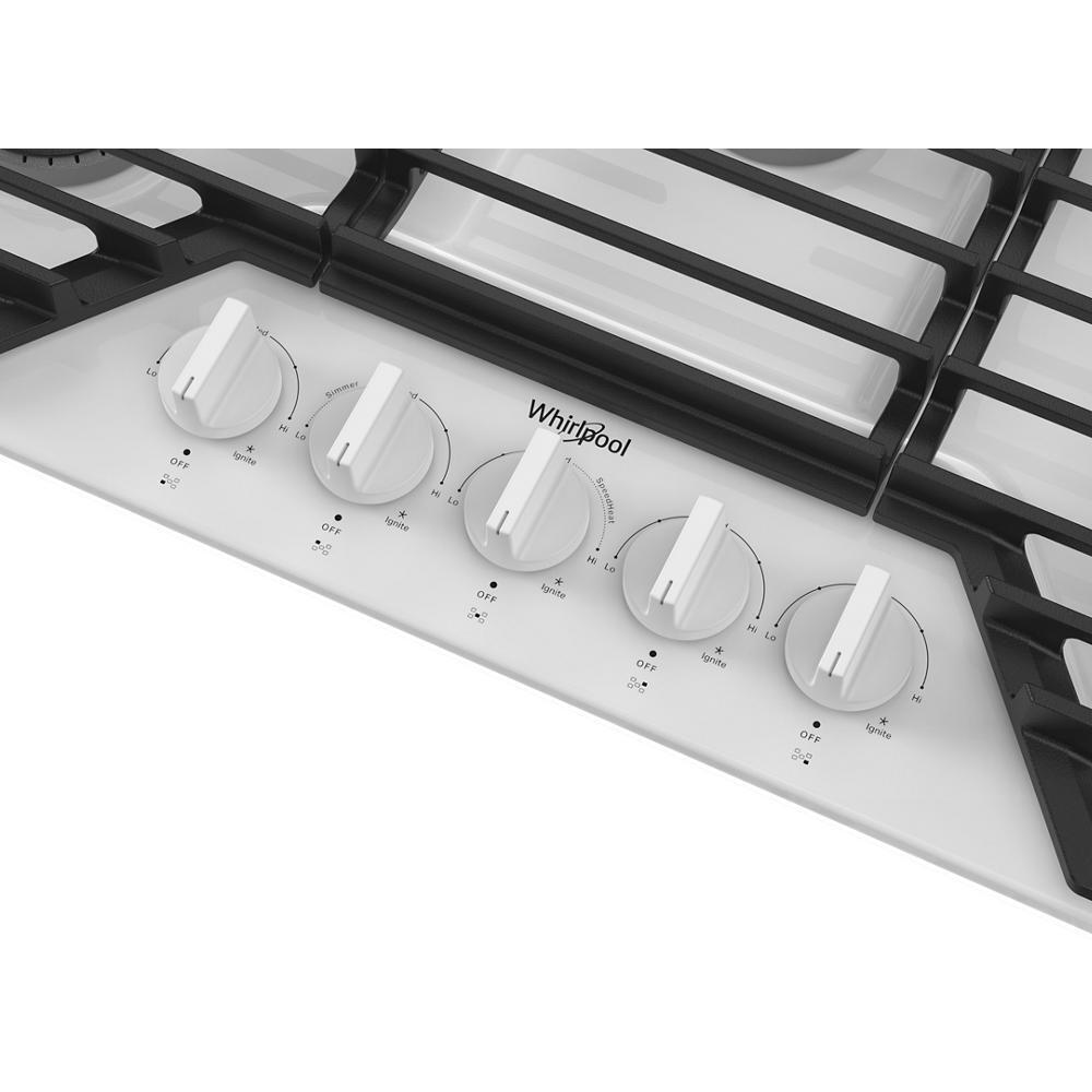 Whirlpool WCGK5036PW 36-inch Gas Cooktop with EZ-2-Lift™ Hinged Cast-Iron Grates