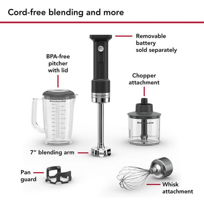 KHBRV05BM KitchenAid Go® Cordless Hand Blender with Accessories - battery sold separately
