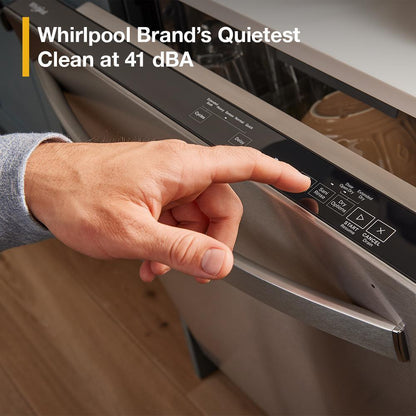 Whirlpool WDPS7024RZ Eco Series Quiet Dishwasher with a washing 3rd Rack & Water Repellent Silverware Basket