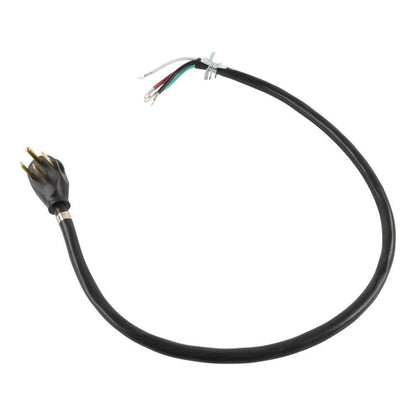 Kitchenaid PT500 4' Electric Range Power Cord, rated 50 A, 4-wire with ring terminal connectors, and right-angle 4-prong plug
