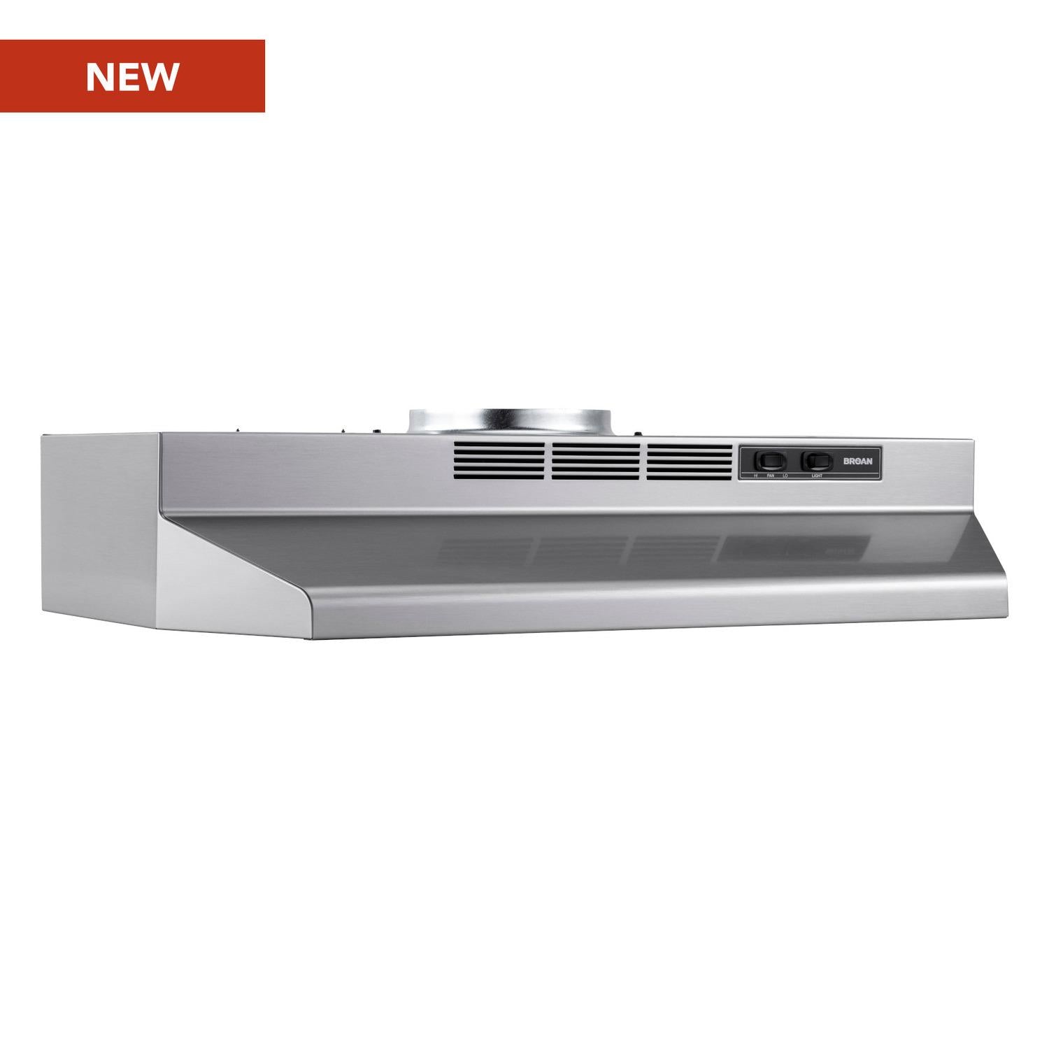 Broan® 24-Inch Convertible Under-Cabinet Range Hood, 230 Max Blower CFM, Stainless Finish