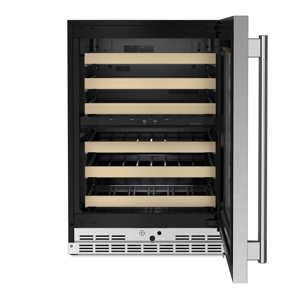 Kitchenaid KUWR524SPS 24" Undercounter Wine Cellar with Full-Extension Wood-Front Racks