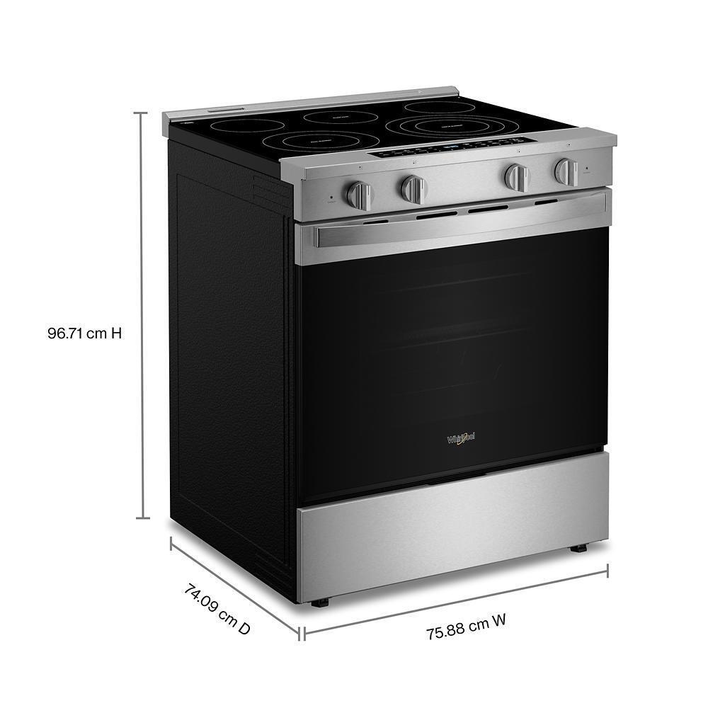 Whirlpool WSES7530RZ 30-inch Smart Slide in Electric Range with Air Cooking Technology, No Preheat Air Fry, WipeClean™ Coating, Steam/Self Clean and High Speed Preheat